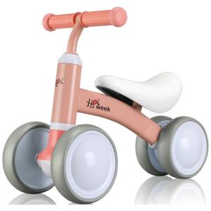 Bicicleta sem Pedal com 4 Rodas para Crianças de 1 a 3 Anos, HAWEEK, Rosa