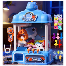 Máquina de Garra Azul da CWLAKON – Mini Vending Machine Infantil com Som, Temporizador de 60 s, Dinossauro e Prêmios