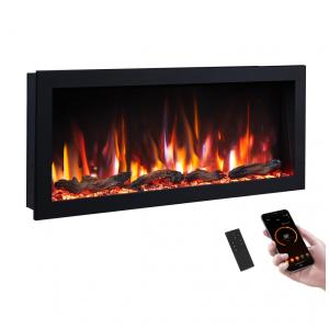 Lareira Elétrica de Embutir A45x107L cm com 9 Cores de Chama, Temporizador, Desligamento de Segurança, Compatível Alexa e Google Assistant