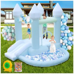 Casa de Pula-Pula para Crianças, Inflável com Piscina de Bolinhas e Escorregador, Casa de Diversão Portátil para Uso Interno e Externo