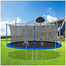 Cama Elastica Capacidade até 120 kg com Cesta de Basquete, Balanço e Escorregador, Evedy, Verde
