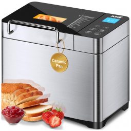 Panificadora Automática Pro Aço Inoxidável Pão XL, 17 em 1, 3 Tamanhos, 3 Cores Pão, 110v, KBS MBF 010, Prateado