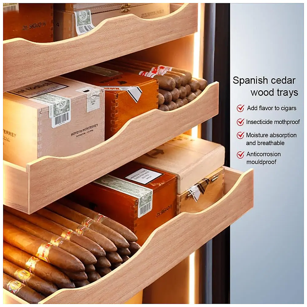 Gabinete Humidor RACHING MA50 Preto 100L para Escritório e Casa com Gavetas em Cedro Espanhol 110V — foto 2