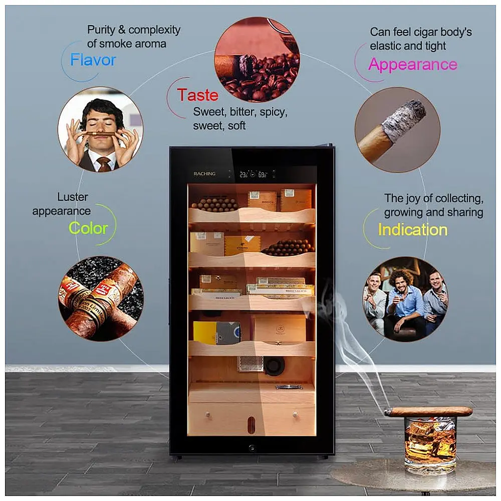 Gabinete Humidor RACHING MA50 Preto 100L para Escritório e Casa com Gavetas em Cedro Espanhol 110V — foto 3