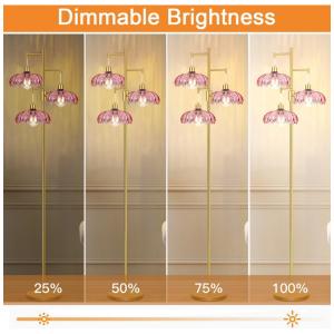 Luminária de piso 3 luzes WLQCWL dourada com cúpulas em vidro âmbar 110V regulável