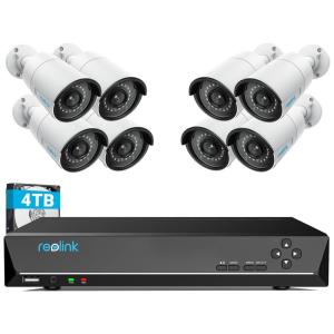 Sistema de Câmera de Segurança 16 Canais PoE IP, 8 PCS, REOLINK RLK16 410B8 4MP, Preto