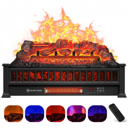Lareira Elétrica Ecológica 26" 66 cm com Controle Remoto, Proteção Contra Superaquecimento, Cores de Chama Ajustáveis e Temporizador