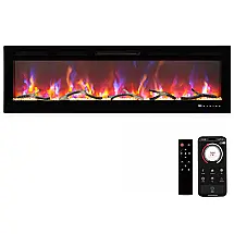 Lareira Elétrica de 152 cm, Embutida ou de Parede, com LED Touch, Controle Remoto e App Wi-Fi. Aquecedor 1500/750W, 12 Cores Ajustáveis