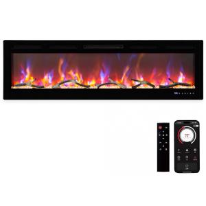 Lareira Elétrica de 152 cm, Embutida ou de Parede, com LED Touch, Controle Remoto e App Wi-Fi. Aquecedor 1500/750W, 12 Cores Ajustáveis