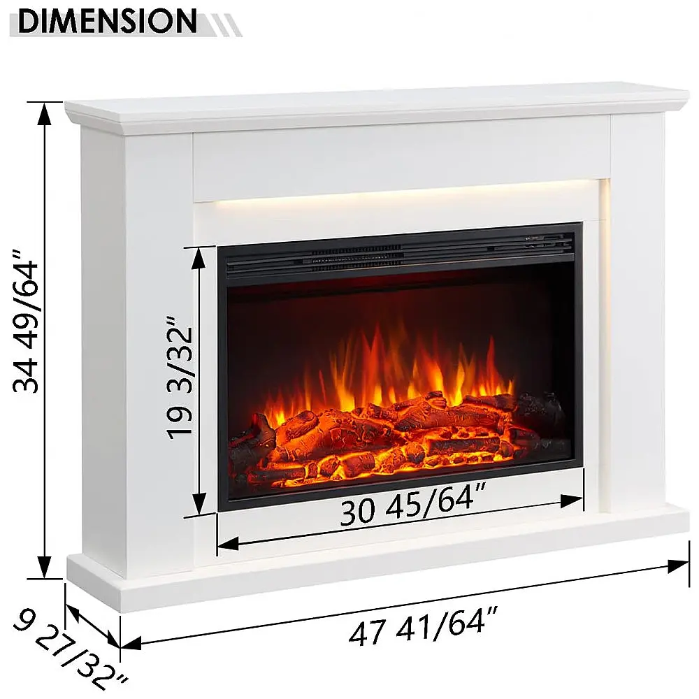 Lareira Elétrica Legend Flame 121x88cm 1500W Chamas LED Mantel Creme 110V — foto 3