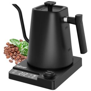 Chaleira Elétrica 1L de Aço Inoxidável e Controle de Temperatura, 1200W, 110v, HOJOCOJO KT10 Pro, Preto