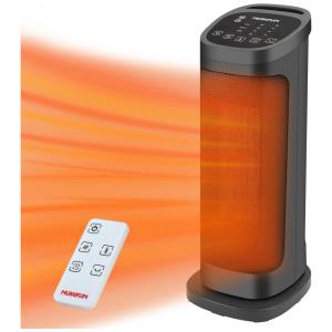 Mini Aquecedor Elétrico com Controle Remoto, 1500W 110V, NUMIFUN, Cinza Escuro