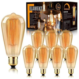 Lâmpada LED Vintage 310LM, 60W Ambar Quente, 8 Un, LUXON 8 Pack Edison Light, Amarelo