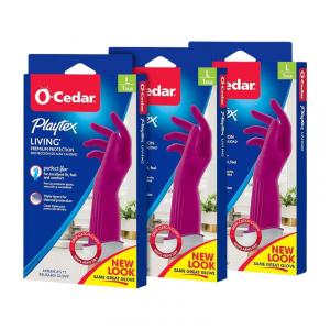 Luvas de Borracha Reutilizáveis para Limpeza, 3 Unidades, Grande, Playtex, Rosa