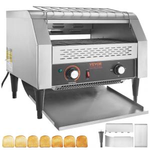 Torradeira Comercial de Esteira VEVOR 1770W, 450 Fatias por Hora, Forno Elétrico Robusto, Correia de Aço Inoxidável 304 para Alimentos