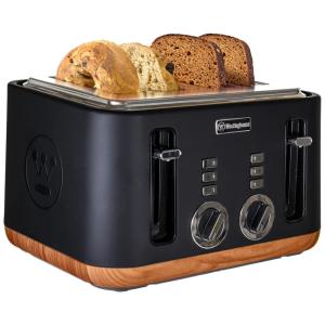 Torradeira Elétrica de 4 Fatias com 3 Modos de Controle, Aço Inoxidável, 110V 1500W, Westinghouse, Preto