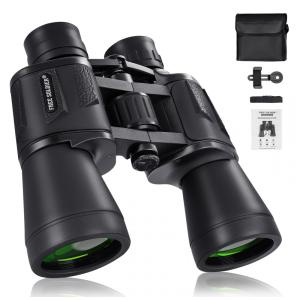 Binóculos 20x50 com Adaptador para Smartphone, Visão 914 Metros, FREE SOLDIER, Preto