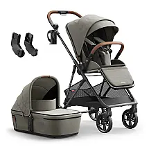 Carrinho de Bebê MAMAZING Air Lux Carbono Vetiver - Ultraleve 7,2 kg, Assento Reversível, Berço, Porta-copo, Dobrável com Uma Mão