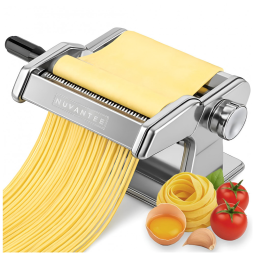 Nuvantee Pasta Maker com 7 Configurações de Espessura Ajustável 2 em 1 Noodle Maker com Rolos e Cortador, Faça Espaguete, Fettuccine