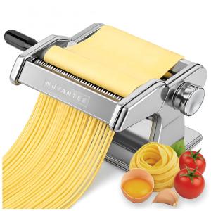 Nuvantee Pasta Maker com 7 Configurações de Espessura Ajustável 2 em 1 Noodle Maker com Rolos e Cortador, Faça Espaguete, Fettuccine