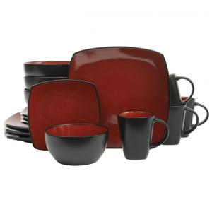 Aparelho de Jantar com 16 Peças em Cerâmica, Serve 4 Pessoas, Gibson Elite Soho, Vermelho