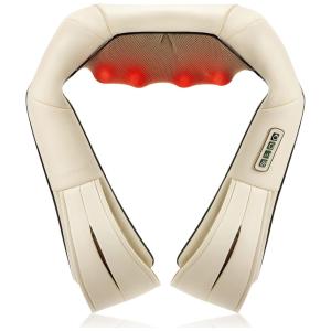 Massageador Shiatsu Elétrico Portátil 3D para Ombros, Costas, Bivolt, NEKTECK LMS 801, Bege