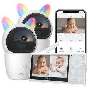 Babá Eletrônica com Monitor, Câmera, Áudio de Alta Qualidade, Visão Noturna e Controle Remoto via APP, CZEview, Branco