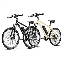 Bicicleta Elétrica Jasion EB5 Preto e Cáqui 1000W Motor Brushless Bateria Removível 360Wh Pneus 66cm 7 Marchas Suspensão Dianteira 110V