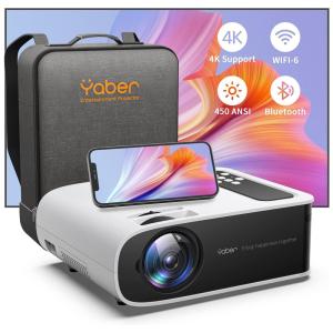 Projetor Pro 4K 1080P HD 450 Lumens Projeta 250 Polegadas, 110v, YABER V8, Branco