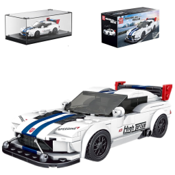 Kit de Construção Carro Dodge Viper com 388 Peças e Vitrine de Acrílico para Crianças Acima de 8 Anos, Mold King, Branco