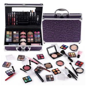 Kit Maquiagem Completo CHARMCODE Roxo Estojo Alumínio Reutilizável 6 Paletas Sombras Lápis Olhos Lábios Pincéis COHB008_02