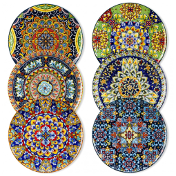 Conjunto de Pratos Raso em Cerâmica no Estilo Boêmio, 6 UN, Vancasso