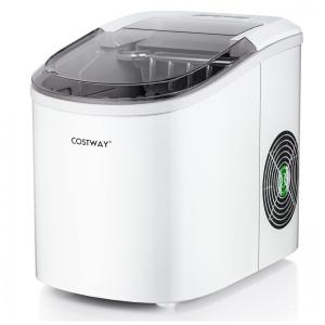 Máquina de Gelo até 12 kg em 24H Portátil com Colher e Cesta de Gelo, 110V, COSTWAY, Branca