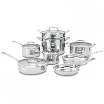 Conjunto de Panelas e Frigideiras com Tampas de Vidro Temperado Peças, Aço Inoxidável, CUISINART 44 13, Prateado