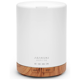 Umidificador Ultrassônico Portátil 0.3L com Aromaterapia e 7 Luzes LED, até 6H, Marron, 110v, ASAKUKI 100 DF033, Marrom claro