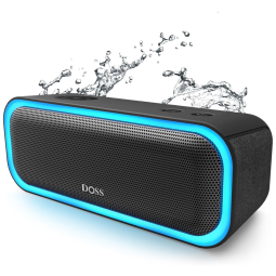 Caixa de Som Bluetooth sem Fio Portátil à va d IPX5, 20W, até 20H, DOSS SoundBox Pro, Preto