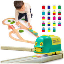 Coding Express com 25 Trilhos, 22 Luzes e Músicas, 3 Jogos Educativos - Brinquedo Interativo para Crianças em Idade Pré-Escolar,Robobloq