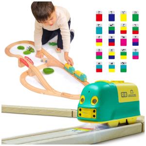 Coding Express com 25 Trilhos, 22 Luzes e Músicas, 3 Jogos Educativos - Brinquedo Interativo para Crianças em Idade Pré-Escolar,Robobloq