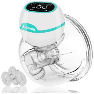 Bomba Tira Leite Única Elétrica Recarregável com Painel Digital 3 Modos e 9 Níveis de Sucção, AIDMOM, Azul