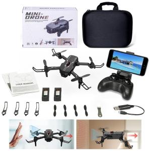 Mini Drone com Câmera 1080P FPV para Crianças, Controle Remoto, 2 Baterias, YASOLA, Preto
