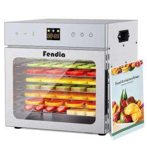 Desidratador de Alimentos para Jerky, 8 Bandejas em Aço Inoxidável, 600W, Timer de 24H e Controle de Temperatura,Fendia