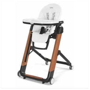 Cadeira de Alimentação Cadeirão com Altura do Assento Ajustável e 4 Rodas, Peg Perego, Cinza