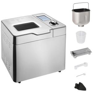 Panificadora Automática 25 em 1, Capacidade 1 kg, Aço Inoxidável, 500W, 110v, HOMCOM, Prateado