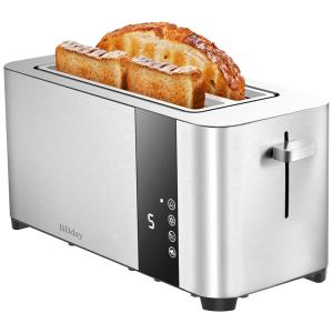 Torradeira de 4 Fatias com Tela LCD e 6 Níveis, 1300W, 110v, BBDAY, Prateado