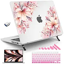 Capa Rígida Tuiklol MacBook Pro 14" Floral Branco – Modelos A3112, A3401, A3185, A2918, A2992, A2779, A2442 com Protetor e Teclado