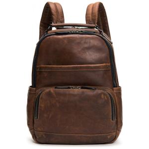 Mochila Unissex para Laptop de Couro, FRYE, Marrom