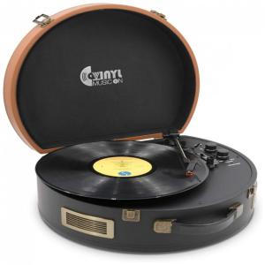 VINYL MUSIC ON VMO 017 Vitrola, Toca Discos c, Plataforma 3 Velocidades, sem fio, 78 RPM, Preto