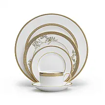 Jogo Individual Vera Wang Wedgwood Vera Lace Gold 5 Peças Bone China Dourado Friso de Ouro