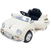 Carro Elétrico Infantil a Bateria com Controle Remoto e Som para Crianças de 3 a 6 Anos, 6V, Lil Rider Esportivo Clássico, Creme