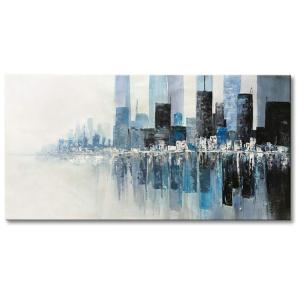 Quadro Decorativo Pintado à Mão e Moderna e Abstrata 101 x, SEEKLAND ART, Azul